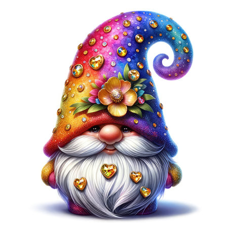 Christmas gnome isolated on white background. 3d render illustration.の素材