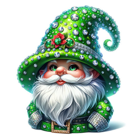 Garden gnome isolated on white background. Christmas and New Year illustration.の素材