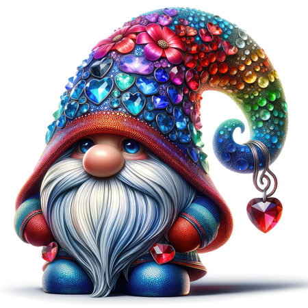 Christmas gnome. 3d illustration. Isolated on white background.の素材