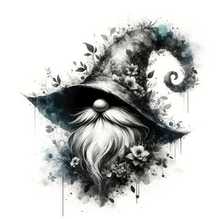 Halloween witch hat. Hand drawn watercolor illustration. Isolated on white backgroundの素材