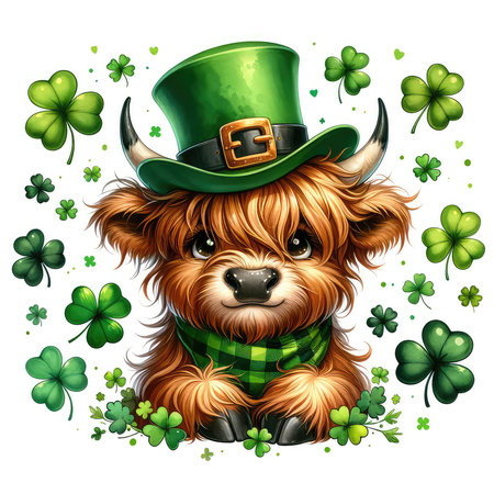 Cute smiling dog with green leprechaun hat. St. Patrick's Day illustration.の素材