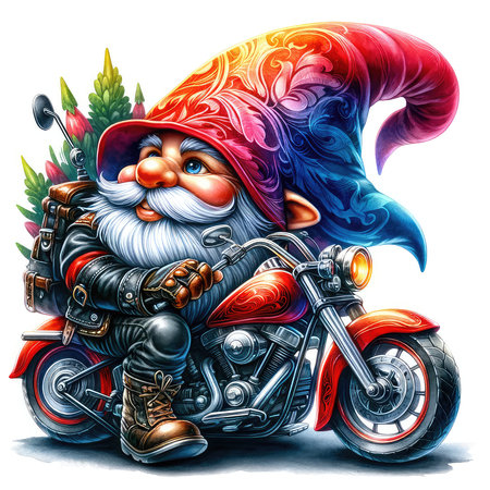 santa claus on a motorcycle, sketch vector graphics color illustrationの素材