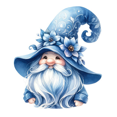 Christmas gnome. Watercolor illustration isolated on a white background.の素材
