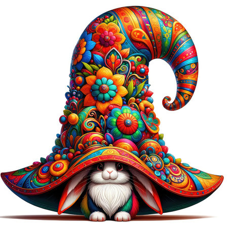 Cute cartoon rabbit in a sombrero hat. Vector illustration.の素材