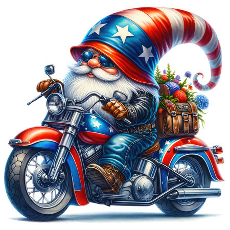 Santa Claus on a motorcycle with gifts. Christmas and New Year concept.の素材