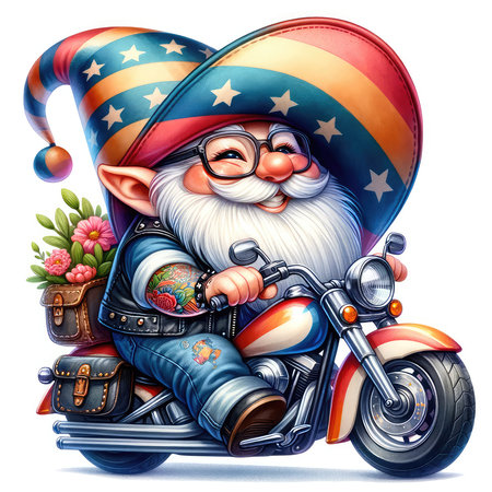 Cartoon Santa Claus on a motorcycle. Christmas and New Year illustration.の素材