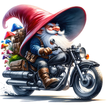santa claus riding a motorcycle on a white background. 3d illustrationの素材