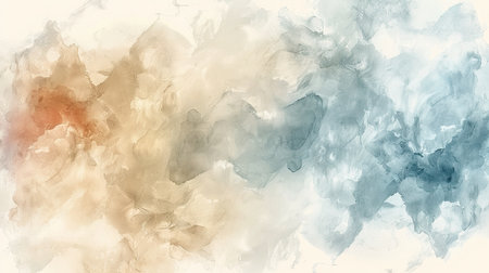 Abstract watercolor painting in neutral colors. Soft beige and blue tones create a delicate and airy atmosphere, perfect for backgrounds, wallpapers, and other design projects where a touch of subtle elegance is desired.の素材