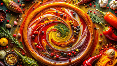 Abstract Food Photography Background: Vibrant Colors &amp; Textures for Culinary Designsの素材