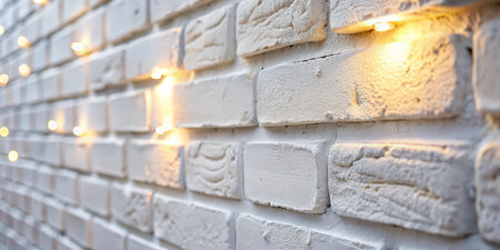 Clean White Brick Wall Texture: Macro Photography Background for Modern Design Projectsの素材