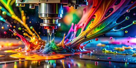 Close-up of Inkjet Printer Head in Action, High-Resolution Detailの素材