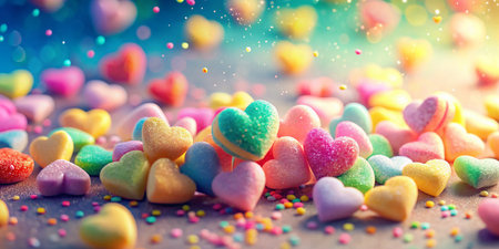 Colorful Heart Candies Long Exposure Pastel Background Sprinkles Stock Photoの素材