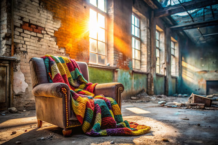 Cozy Armchair in Urban Decay Setting - Urban Exploration Photographyの素材