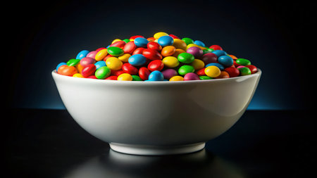 Colorful Candies in White Ceramic Bowl - Sweet Treats Stock Photoの素材