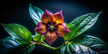 Deadly Nightshade Belladonna Flower Portrait - Poisonous Plant Photographyの素材