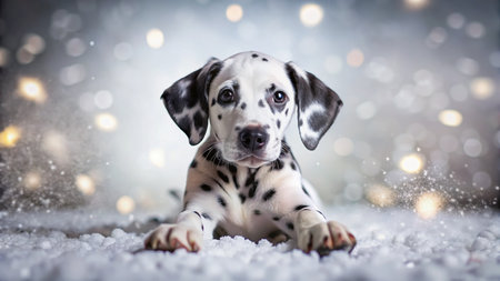 Dalmatian Dog Rising from White Background - Playful Puppy Portraitの素材