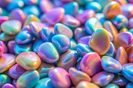 Iridescent Pastel Pebbles: Smooth Surface Texture Minimalist Stock Photoの素材