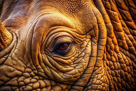 Macro Photography: African Rhinoceros Close-Up, Detailed Texture and Skin, Wildlifeの素材
