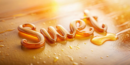 Sweet Honey Text on Pastel Background - Minimalist Food Photographyの素材