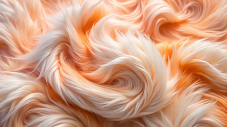 Swirling Peach &amp; White Fur Texture: Close-Up Detail, Soft Pet Fur Backgroundの素材