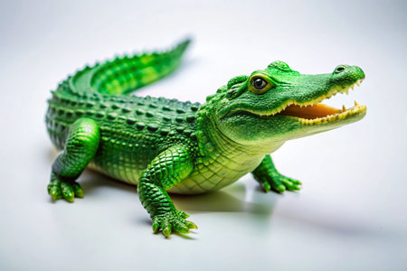 Adorable Green Crocodile Doll on White Background - Perfect for Kids' Crafts &amp; Projectsの素材