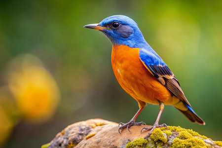 Blue-capped Rock Thrush Bird Sandakaphu West Bengal India Wildlife Photographyの素材