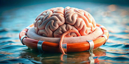 Brain Lifering: Candid Shot of a Brain Wearing a Life Preserverの素材