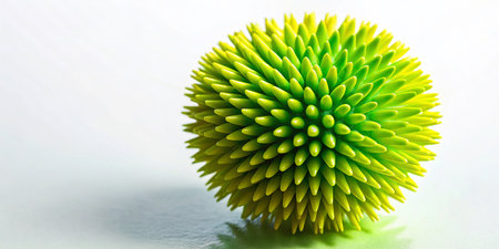 Close-up Green Spiky Ball Isolated on White Background,  Perfect for Games, Crafts, or Decorの素材