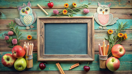 Cute Cottagecore Chalk Back to School Doodles Borders &amp; Frames - Stock Photoの素材