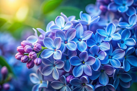 Delicate Blue Summer Lilac Flower Hand Drawn Art Design, High Depth of Field Stock Photoの素材