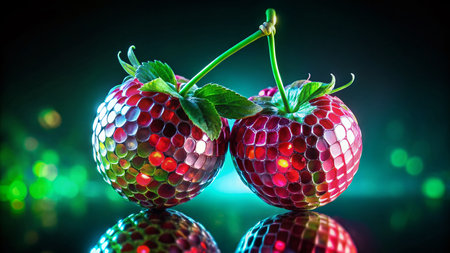 Disco Ball Berries: Double Exposure Festive Stock Photoの素材