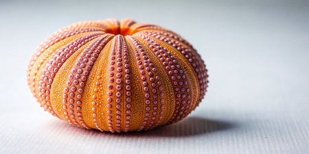 Intricate Sea Urchin Shell on White Background - Ocean Life Stock Photoの素材
