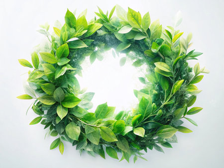 Lush Green Leaf Wreath Double Exposure Stock Photo -  Elegant Nature Design Elementの素材