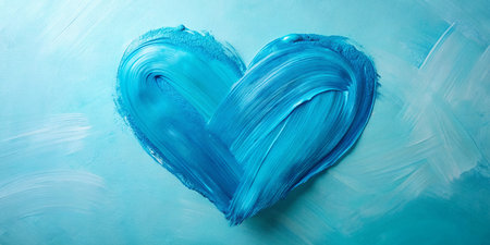 Light Blue Heart Brush Stroke Abstract Background - Copy Space for Textの素材