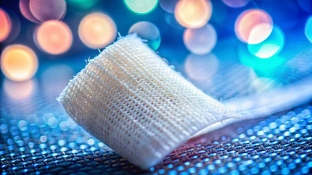 Macro Close-up of White First Aid Plaster Texture - Medical Adhesive Bandage Detailの素材
