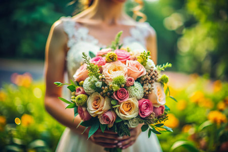 Miniature Wedding Bouquet: Tilt-Shift Photography of Delicate Bridal Flowersの素材