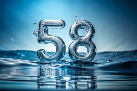 Minimalist 58 Number Falling into Water - Clean Liquid Photographyの素材