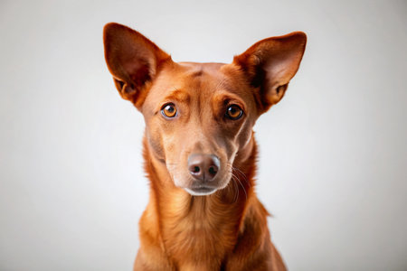 Minimalist Red Dog on White Background Stock Photoの素材