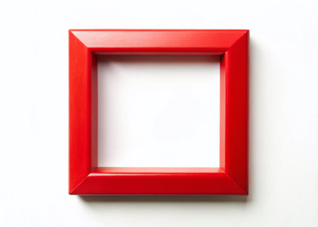 Red Square Frame Isolated on White Background - Minimalist Photographyの素材