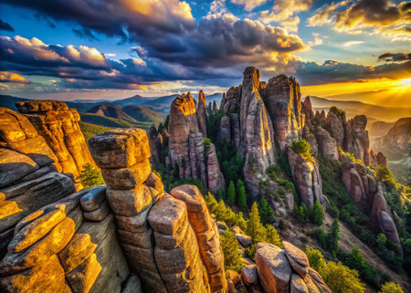 Rugged Mountain Texture Landscape: Dramatic Peaks &amp; Textured Rock Facesの素材
