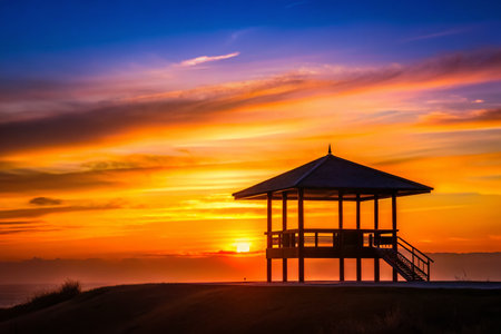 Serene Sunset Landscape: Simple Nature Phone Wallpaper Backgroundの素材