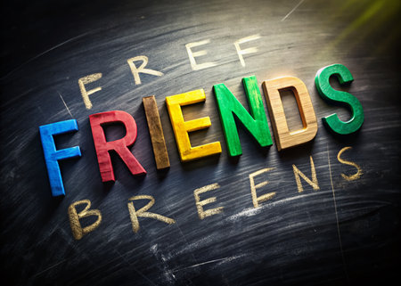 Silhouette Friends Chalkboard Letters - Friendship Stock Photoの素材