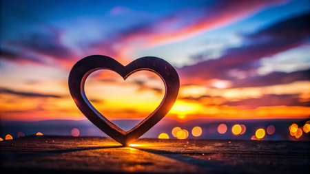 Silhouette of a Hand-Drawn Marker Heart - Romantic Minimalist Backlit Designの素材