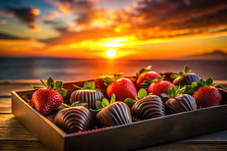 Silhouette of Chocolate Covered Strawberries Gift Box - Romantic Valentine's Day Treatの素材