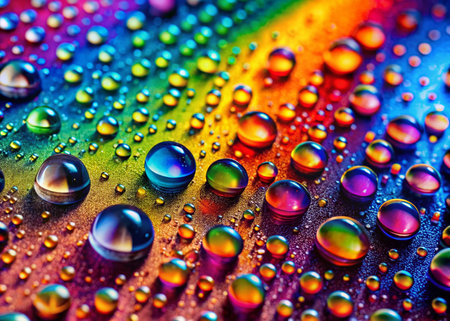 Vibrant Colorful Background with Water Droplets - Stock Photoの素材