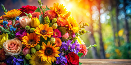 Vibrant Colorful Flower Bouquet, Spring Floral Arrangement,  Beautiful Summer Blooms, Colorful Flowers Backgroundの素材