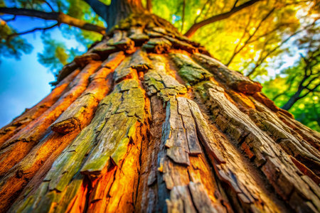 Textured Old Tree Trunk - Rustic Wood Background Stock Photoの素材