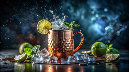 Vibrant Fresh Mule Cocktail Long Exposure Photography - Summer Drinkの素材