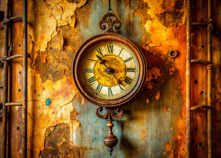 Vintage Pendulum Clock: Timeworn Elegance in Documentary Styleの素材