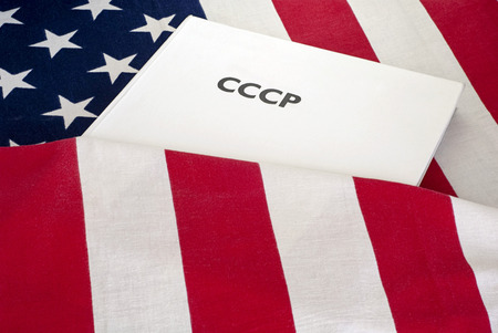 CCCP written on the book on flagの写真素材